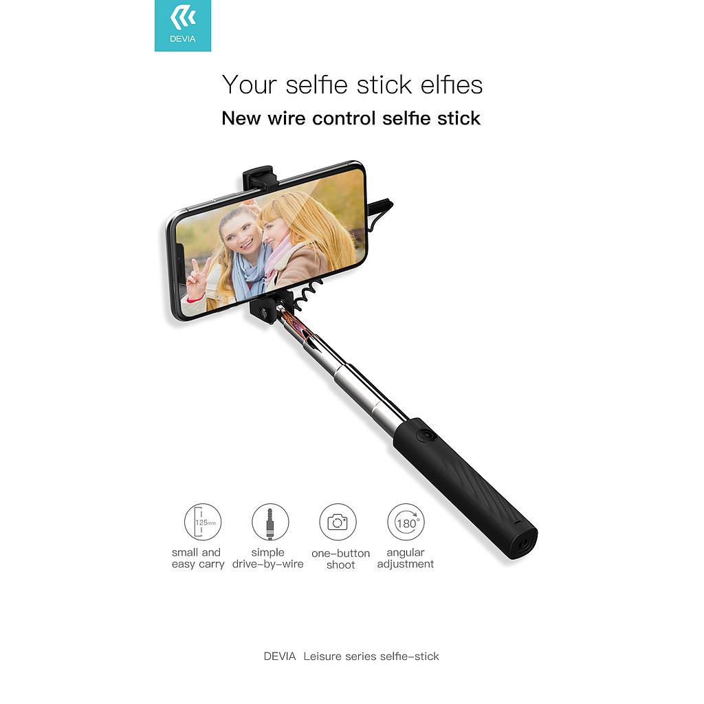 DEVIA Palo Selfie Ultracompacto Con Cable Jack 3.5mm