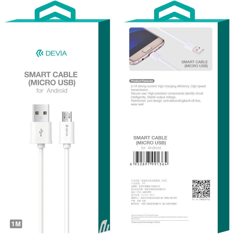 DEVIA Cable USB a Micro USB 1 Metro