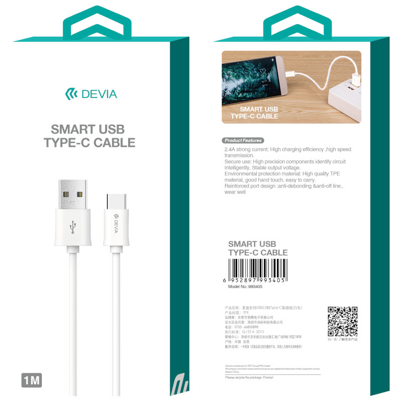 DEVIA Cable USB a TIPO C 1 Metro